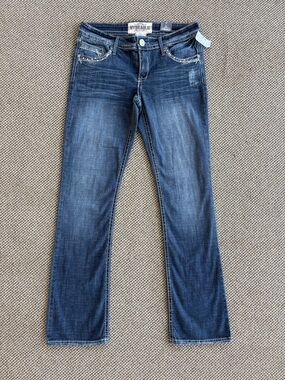Hydraulic Women's Blue Straight-Leg Jeans with Subtle Distressing